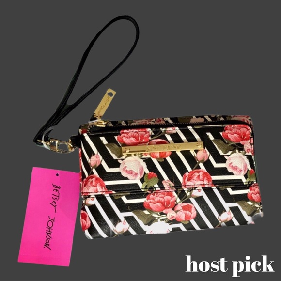 Betsey Johnson Handbags - 💋 Luv Betsey Talli Stripe Wristlet Pouch With Gold ♥️ Zippers